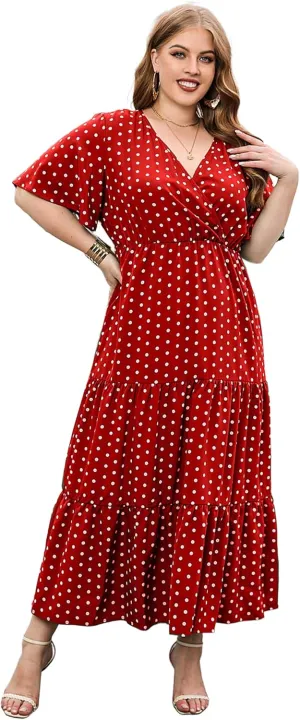 Women Plus Size Summer Maxi Dress - 2025 Boho Flowy Beach Dress for Garden Party, Vacation