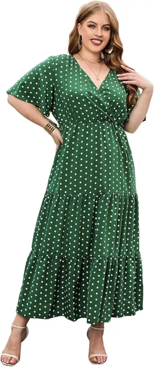Women Plus Size Summer Maxi Dress - 2025 Boho Flowy Beach Dress for Garden Party, Vacation