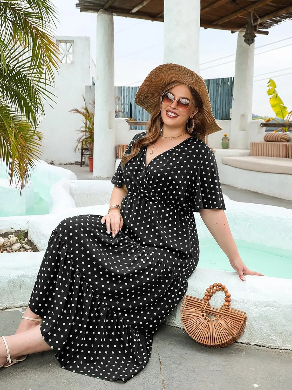 Women Plus Size Summer Maxi Dress - 2025 Boho Flowy Beach Dress for Garden Party, Vacation