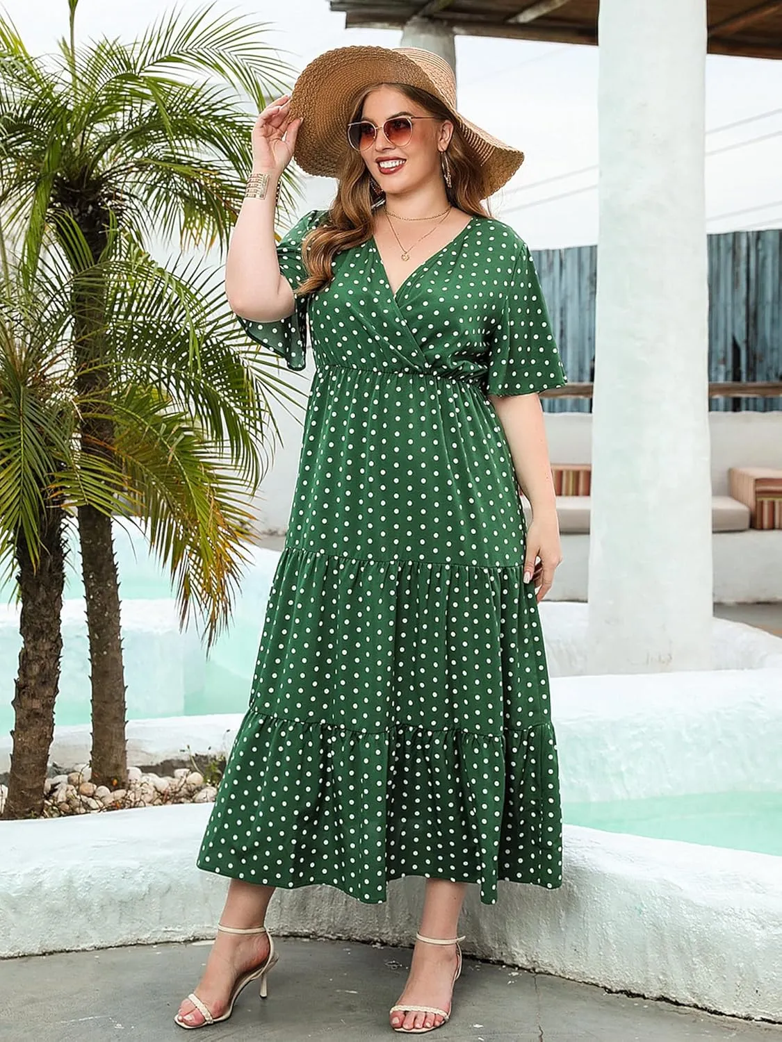 Women Plus Size Summer Maxi Dress - 2025 Boho Flowy Beach Dress for Garden Party, Vacation