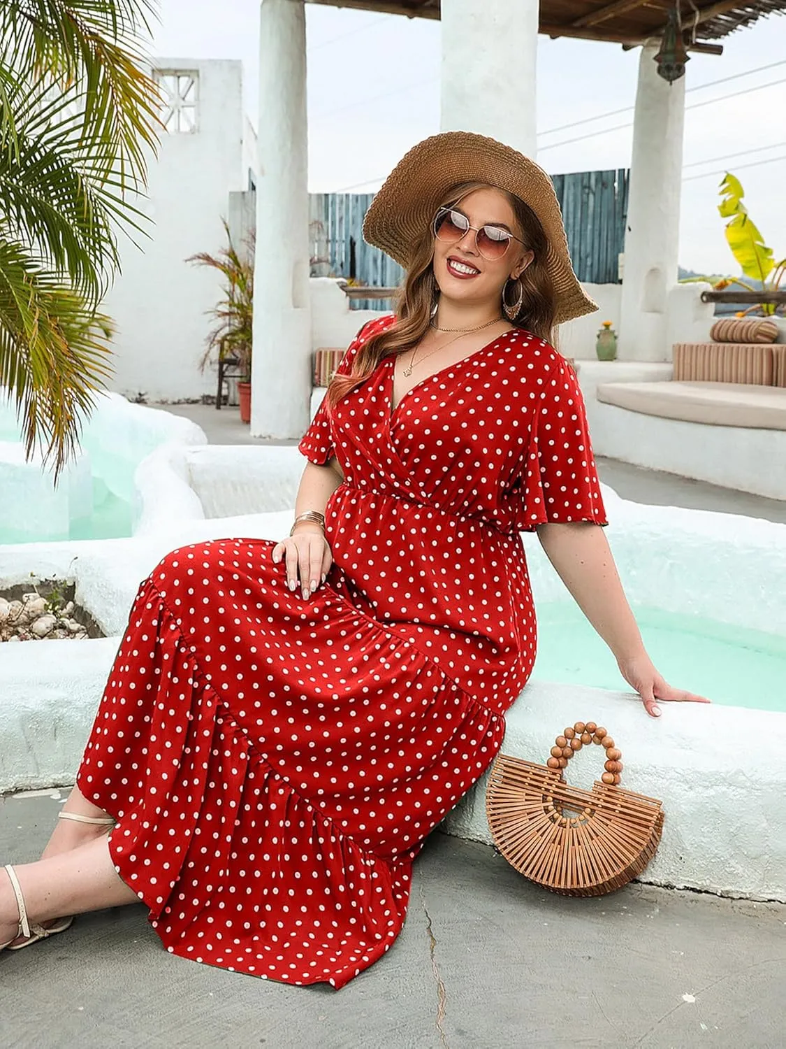 Women Plus Size Summer Maxi Dress - 2025 Boho Flowy Beach Dress for Garden Party, Vacation