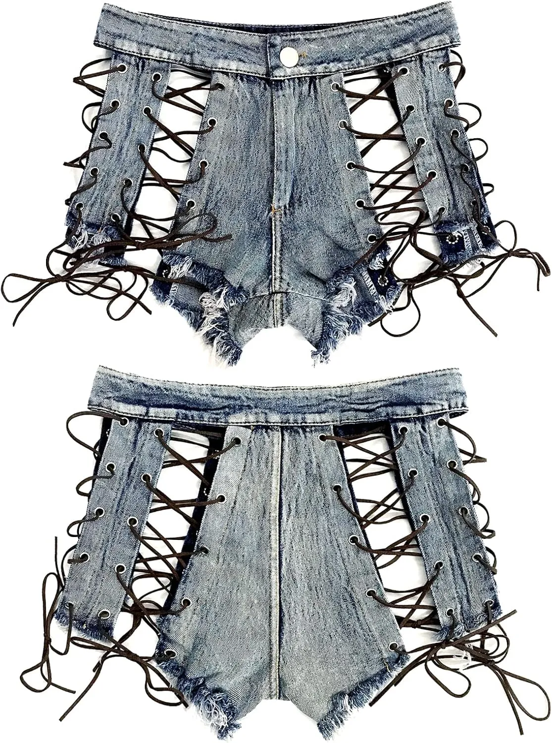 Women Sexy Booty Shorts Side Lace Up Denim Shorts Mini Hot Pants Clubwear