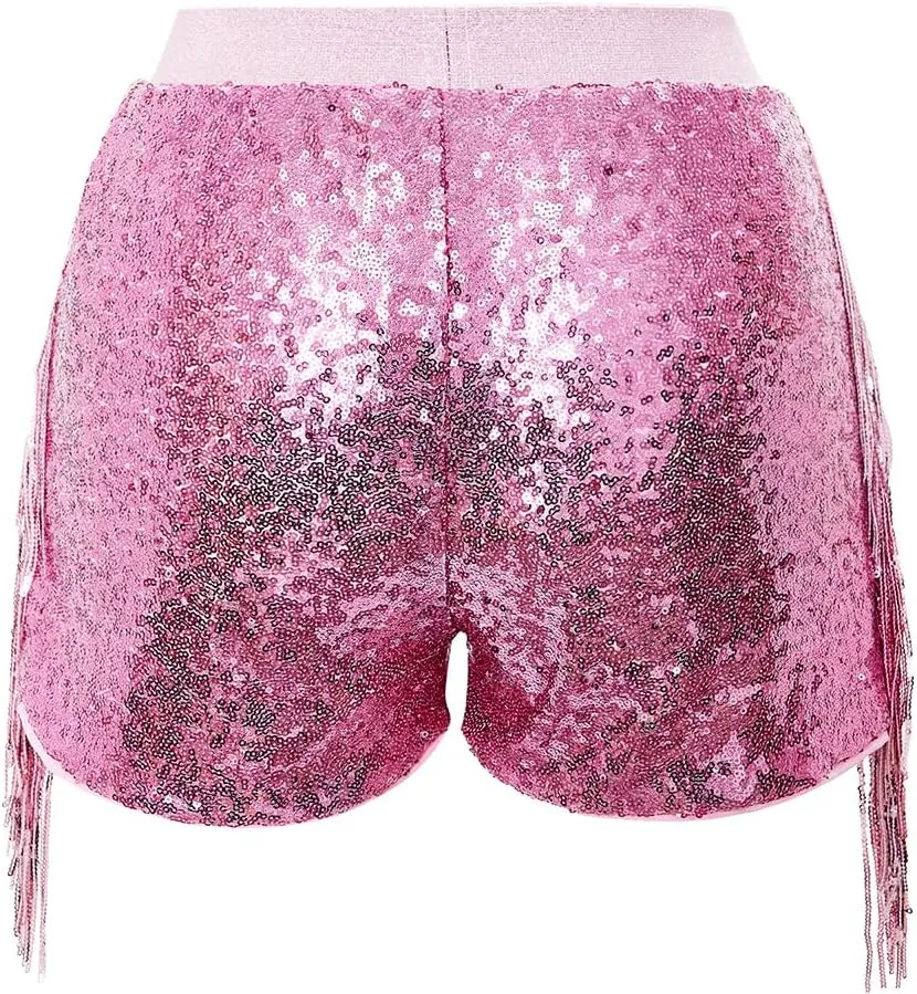 Women Shorts Tessel Sequin Sparkle Short Pants Ladies Birthday Party Shorts Halloween Clothes