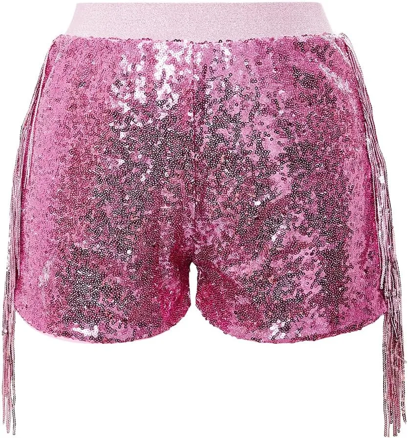 Women Shorts Tessel Sequin Sparkle Short Pants Ladies Birthday Party Shorts Halloween Clothes