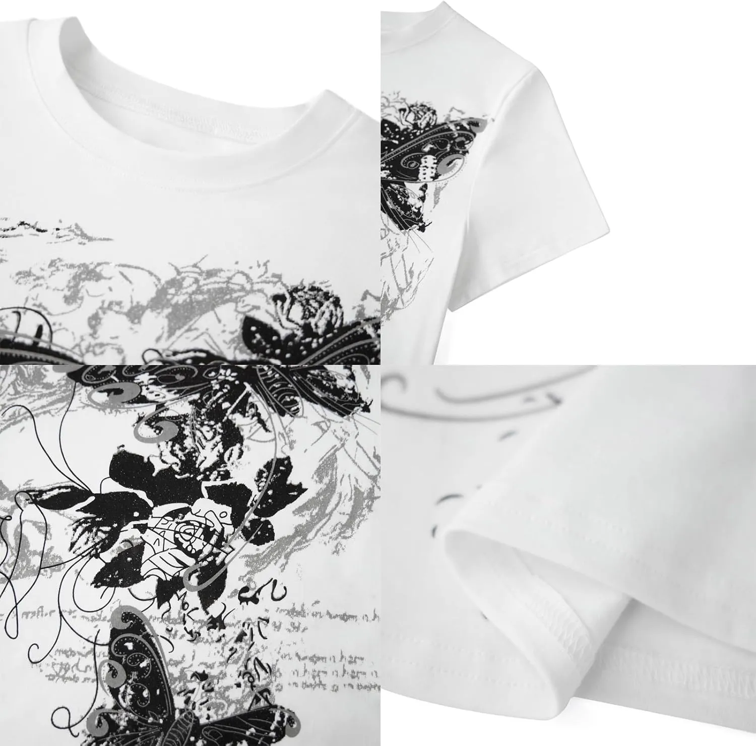 Women Y2k Grunge Shirt Goth Vintage Graphic Tee 2000s Aesthetics Short Sleeve Crewneck T-Shirt Summer Going Out Top