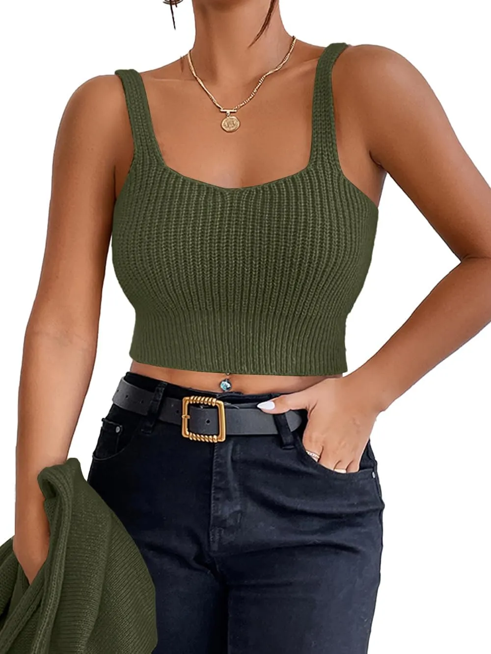 Women's 2 Piece Sweater Set Long Sleeve Cropped Cardigan Sweater Crop Top Set