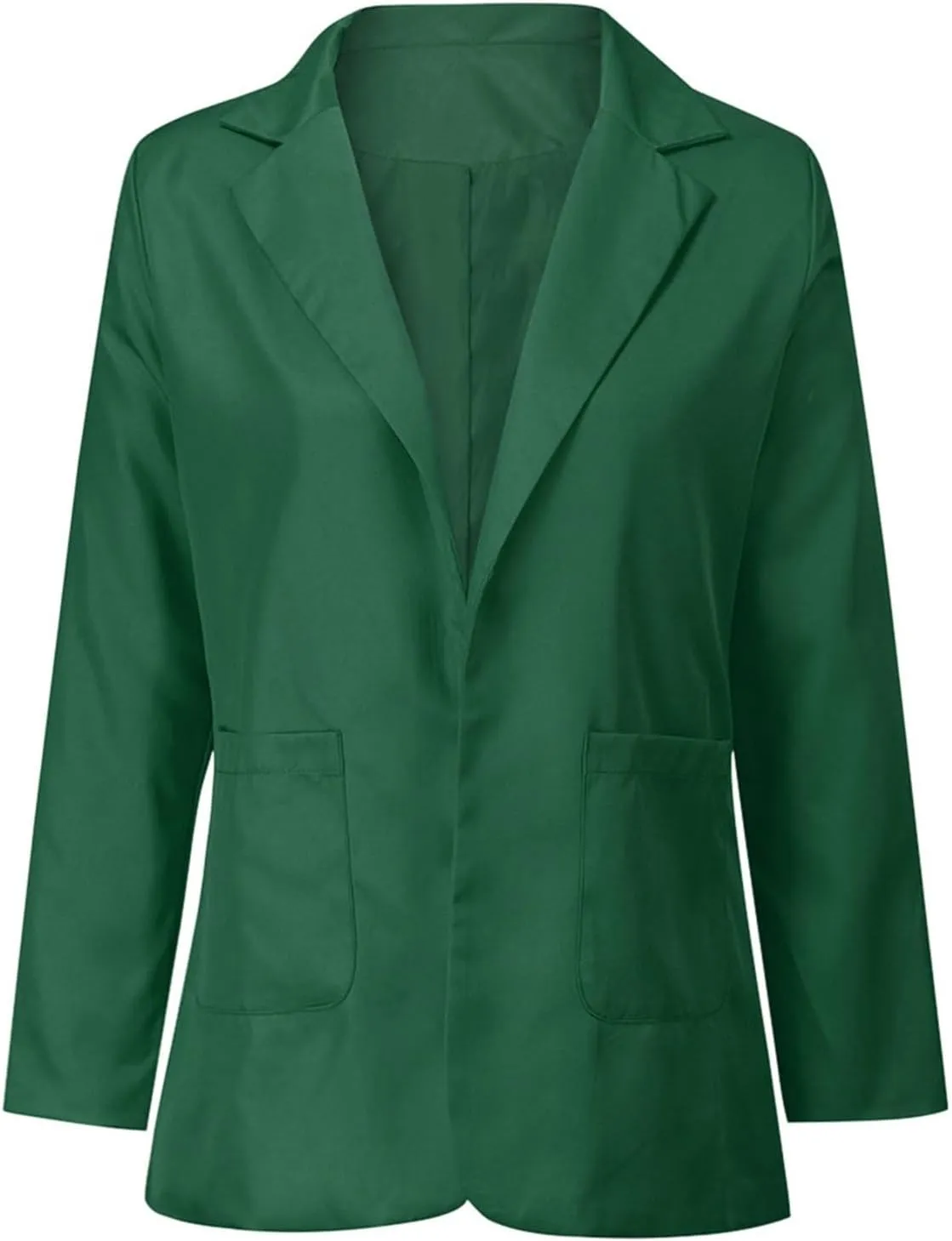 Womens 2024 Fashion Solid Overcoat Open Front Long Sleeve Outwear Lightweight Loose Oversized Jacket Coat Work Clothes