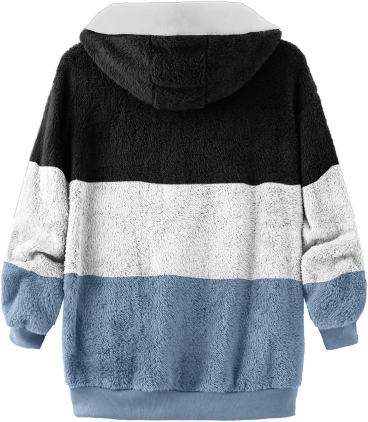 Womens 2024 Plus Size Fuzzy Fleece Jacket Winter Full Zip Plush Hooded Cardigan Coats Soft Shaggy Warm Outerwear