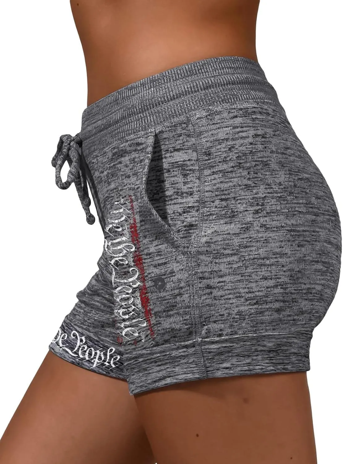Womens Baseball Mom Running Workout Shorts High Waisted, Stretchy Softball Drawstring Lounge Shorts