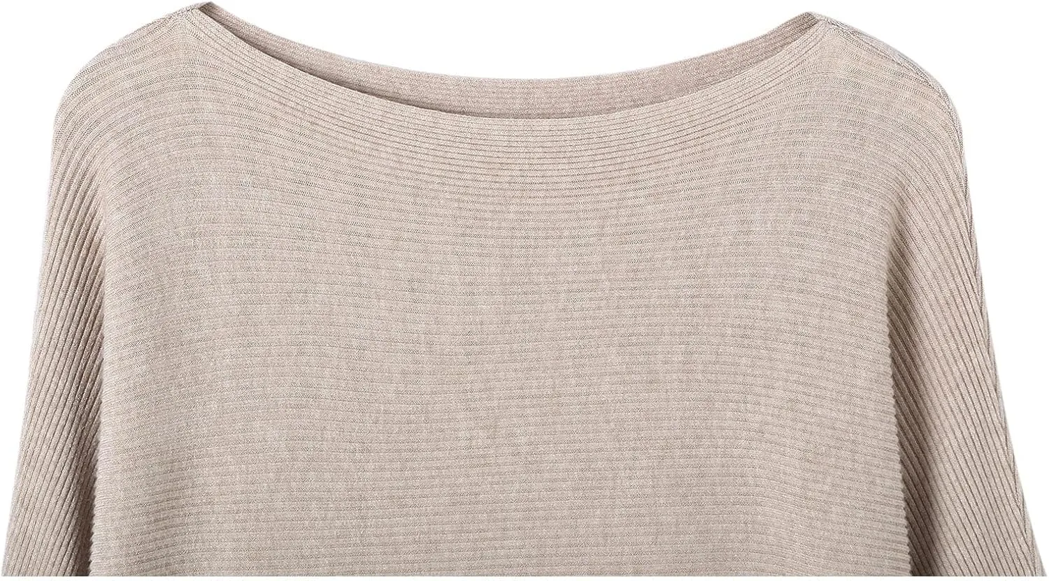Women's Batwing Sleeves Sweater Solid Boat Neck Knit Pullover Dolman Sweater Tops for Women