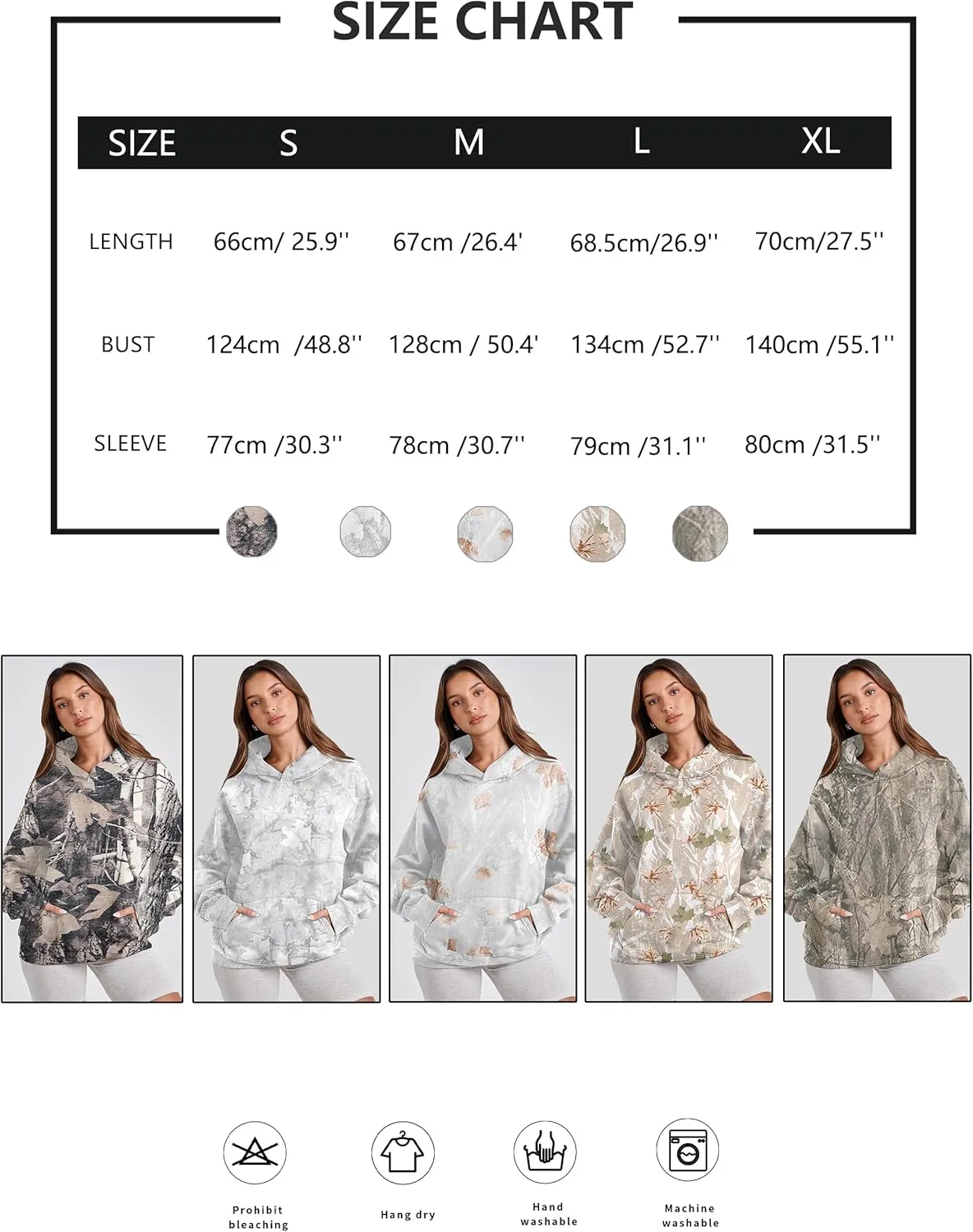 Womens Camo Hoodie Maple Leaf Print Oversized Fleece Hooded Sweatshirt Trendy Graphic Hoodie Pullover with Pocket