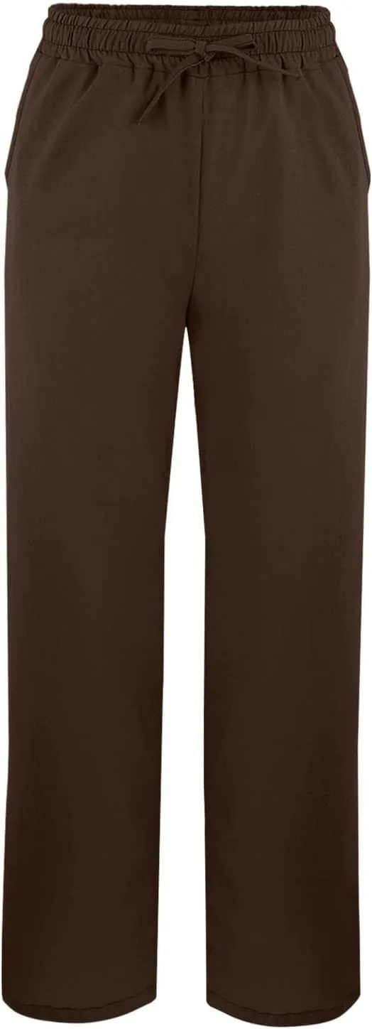 Womens Cotton Linen Pants Pants with Pockets Wide Leg Cropped for Women Side Button Casual Cropped Linen