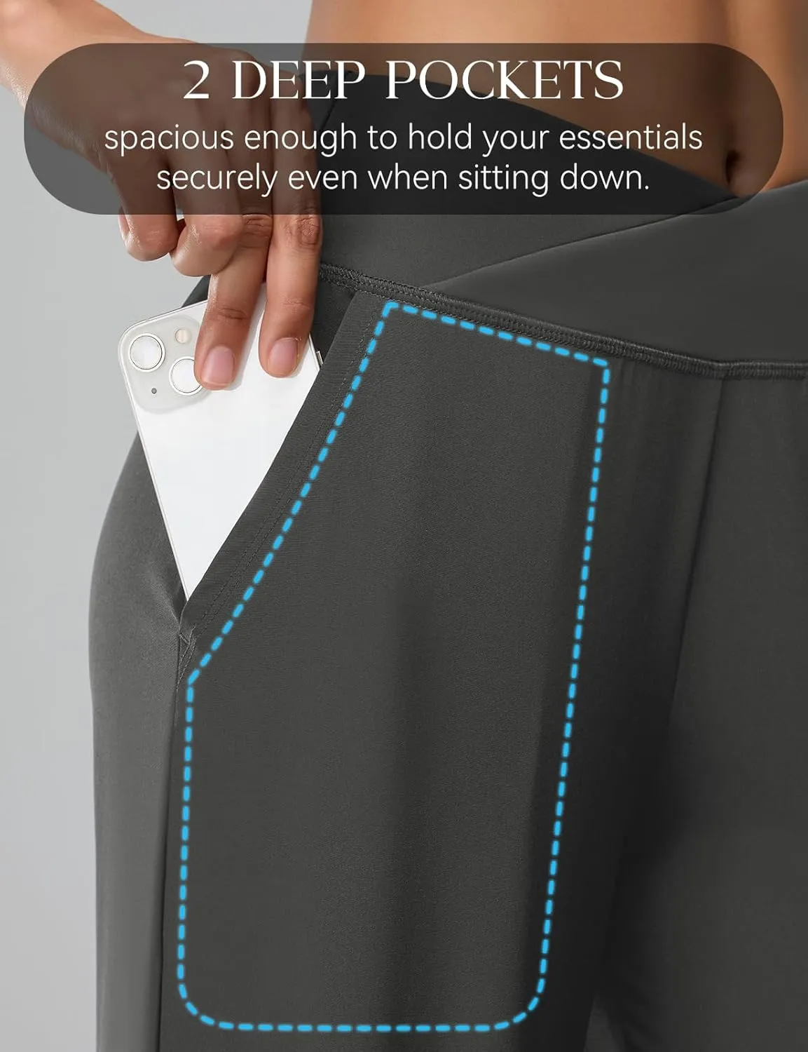 Women's Cross High Waist Wide Leg Cropped Pants Lightweight Dressy Casual Lounge Yoga Travel Trousers w Pockets