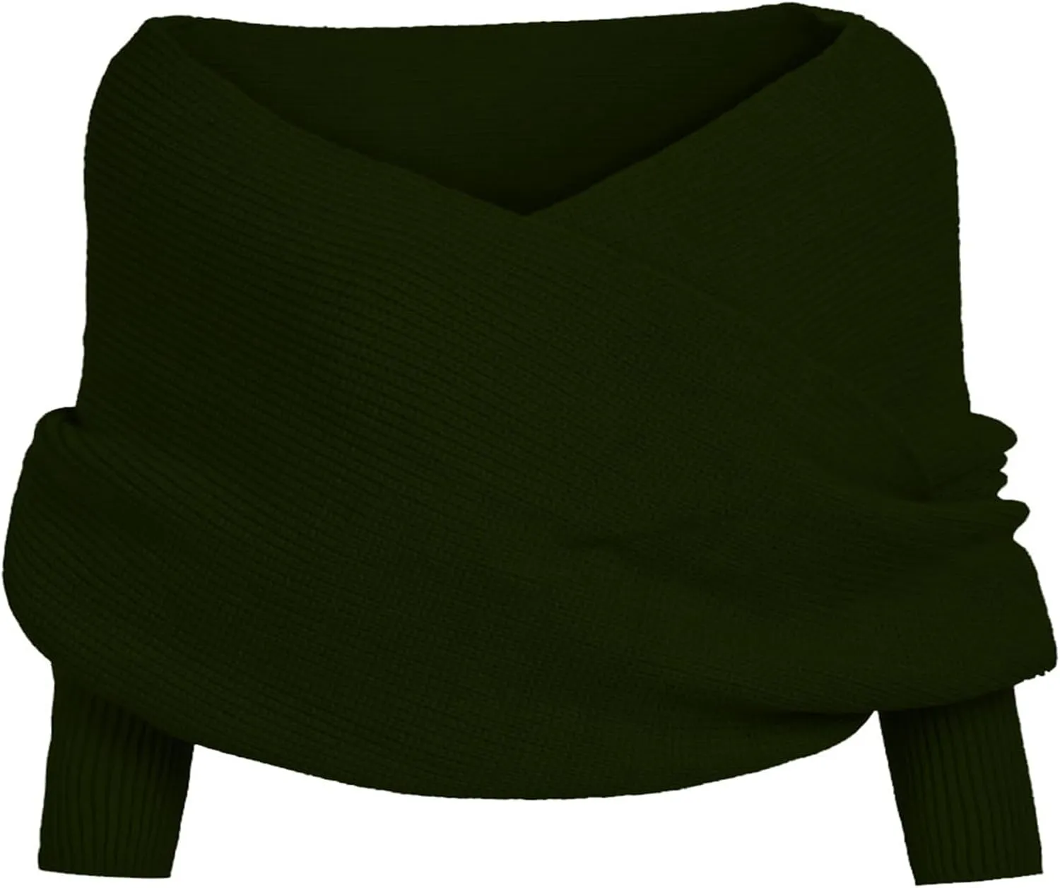 Womens Fall Fashion Long Sleeve Off Shoulder V Neck Asymmetric Hem Knit Cropped Sweater Top