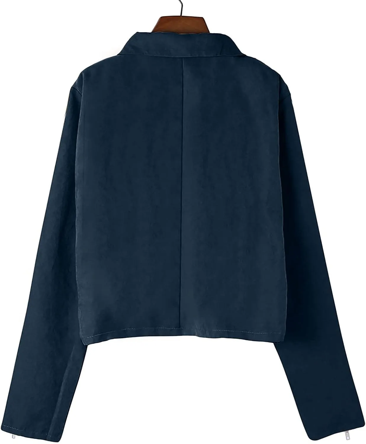 Women's Faux Leather Jacket Casual Coat Lapel Zip Up Outwear Long Sleeve Open Front Cardigan Short Parka Coats