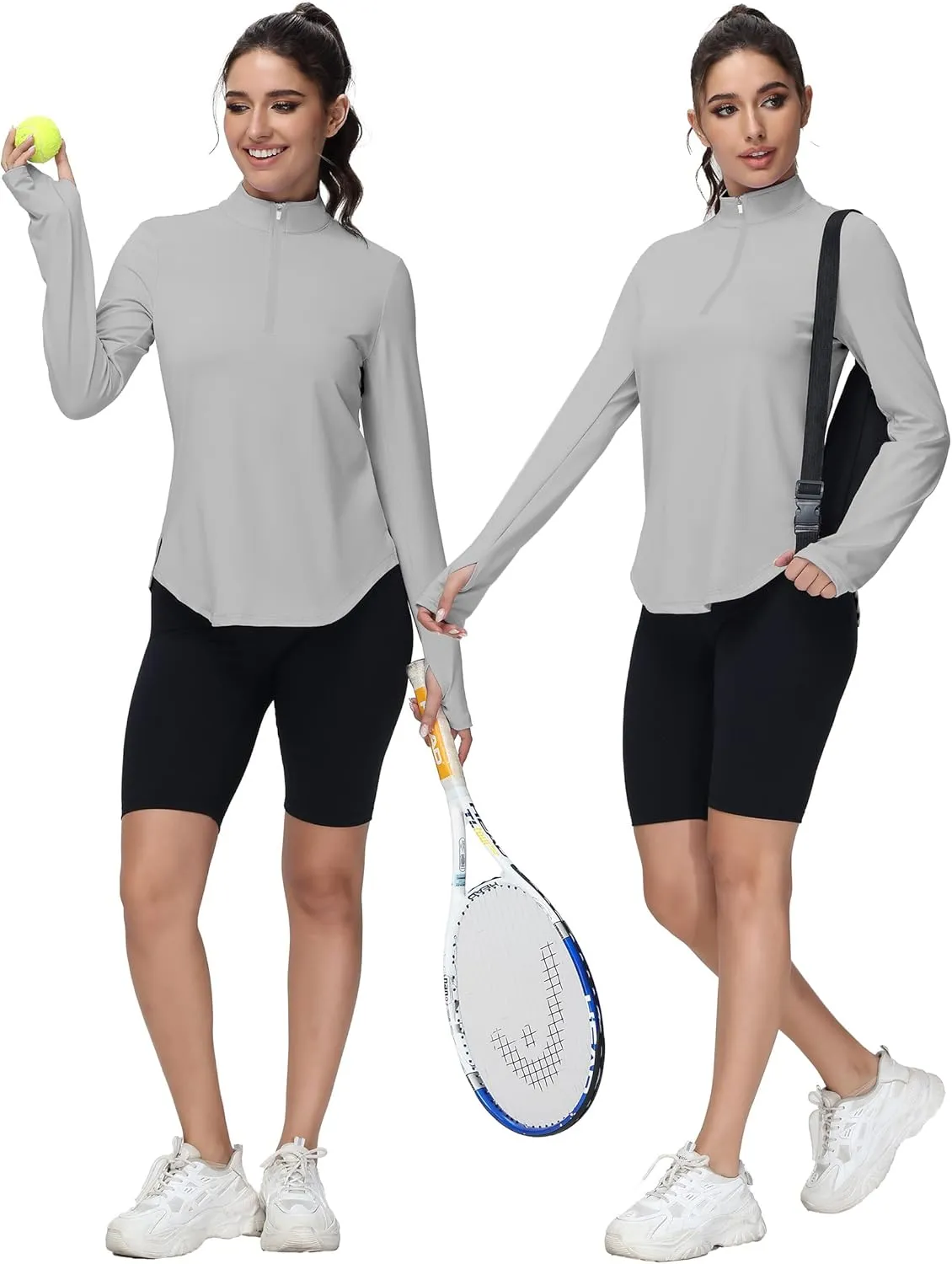 Women's Golf Polo Long Sleeve Workout Tops V Neck UPF 50  Sun Protection Quick Dry Lightweight Active Tennis Shirts