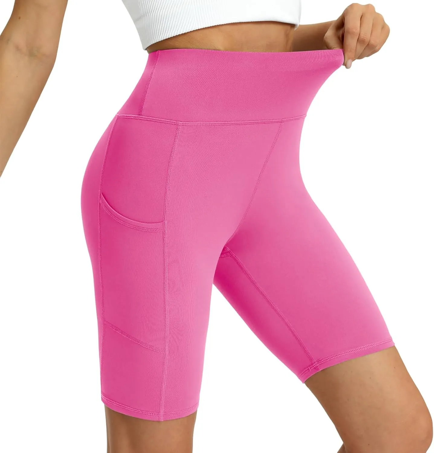 Women's High Waisted Biker Shorts 5 Pack - Tummy Control Yoga Workout Shorts with Pockets