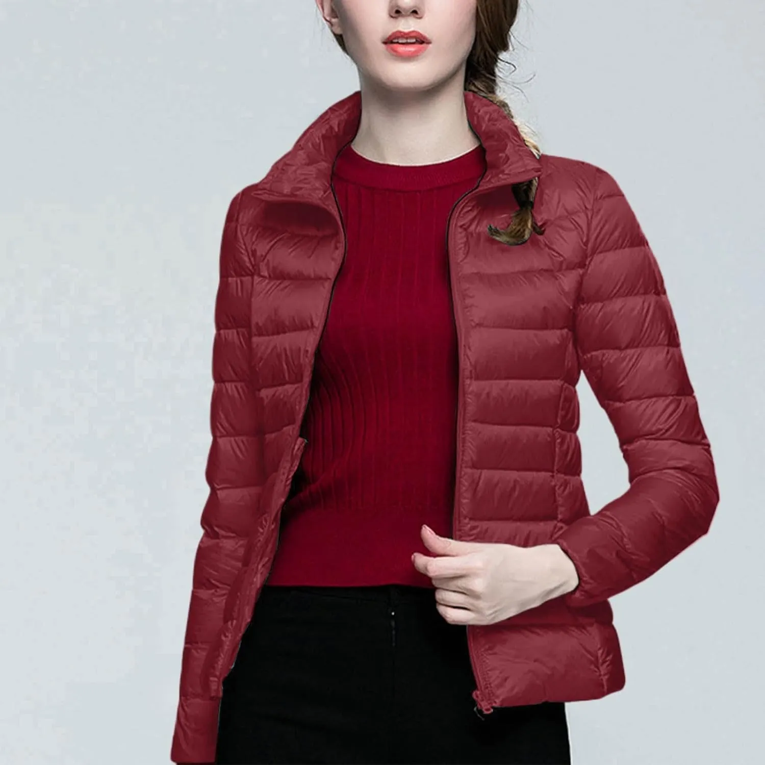 Womens Jackets Winter Down Jacket Women Slim Short Jacket Women's Cropped Quilted Jacket LightWeight Coat Outwear