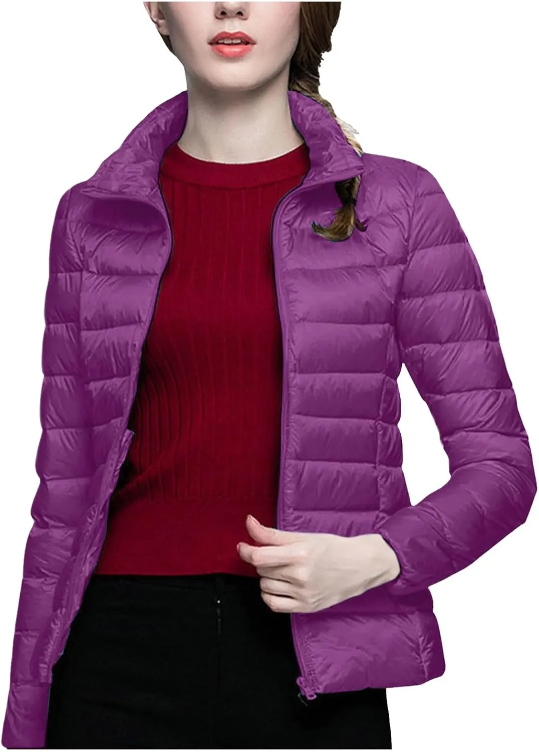 Womens Jackets Winter Down Jacket Women Slim Short Jacket Women's Cropped Quilted Jacket LightWeight Coat Outwear