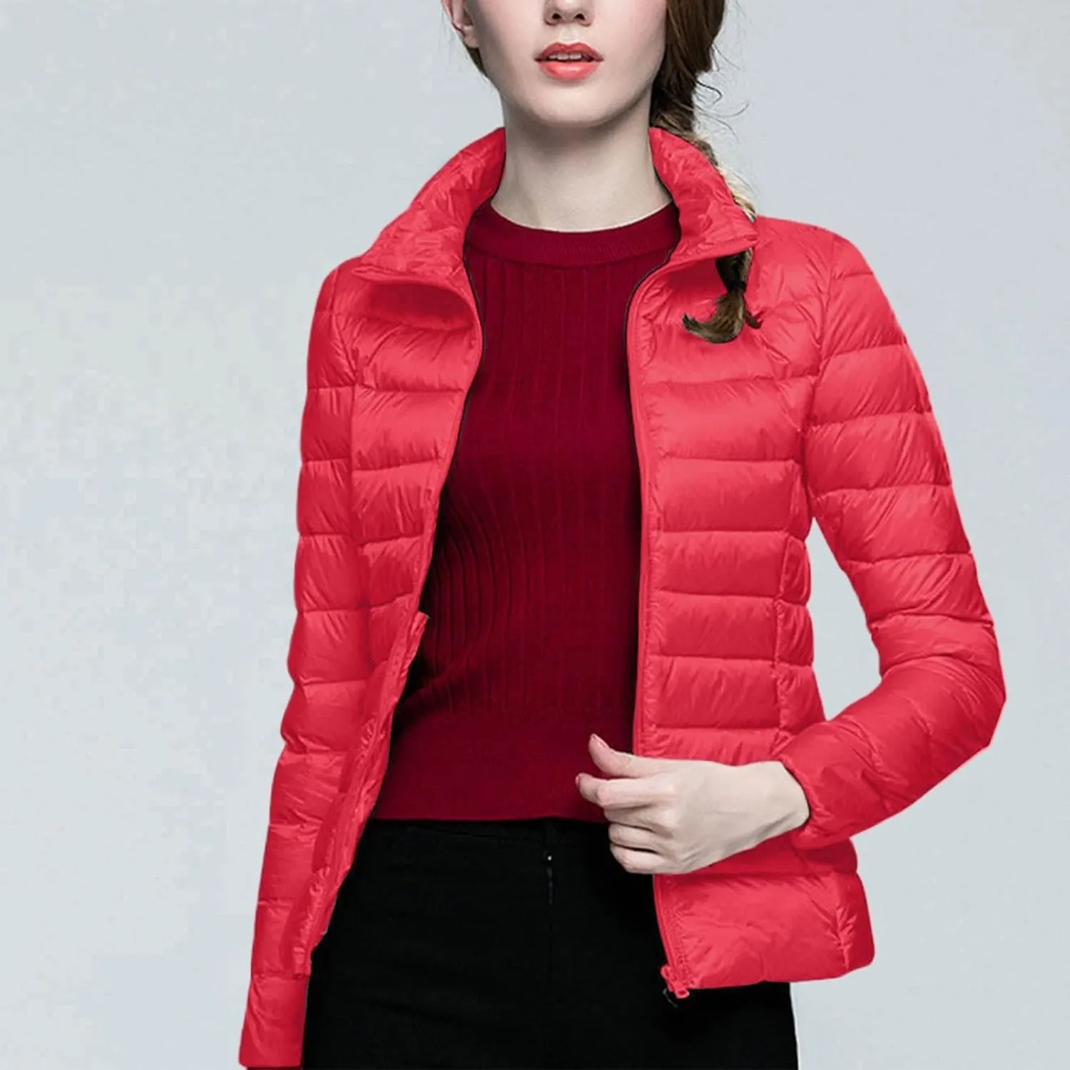 Womens Jackets Winter Down Jacket Women Slim Short Jacket Women's Cropped Quilted Jacket LightWeight Coat Outwear