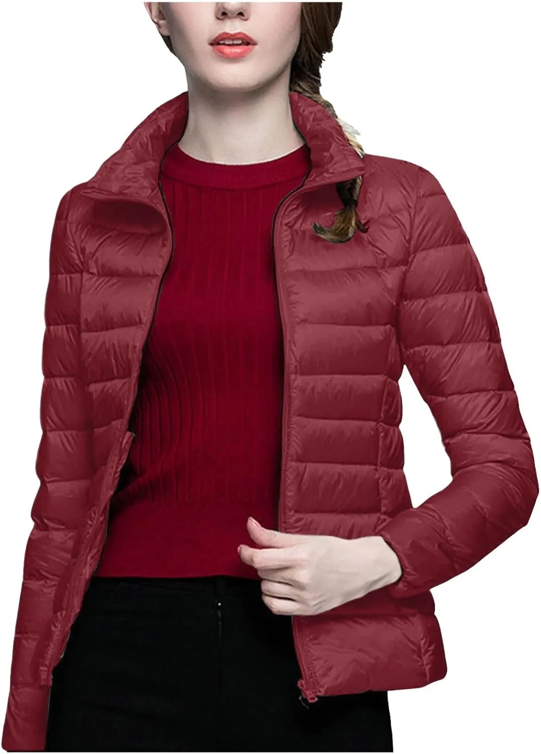 Womens Jackets Winter Down Jacket Women Slim Short Jacket Women's Cropped Quilted Jacket LightWeight Coat Outwear