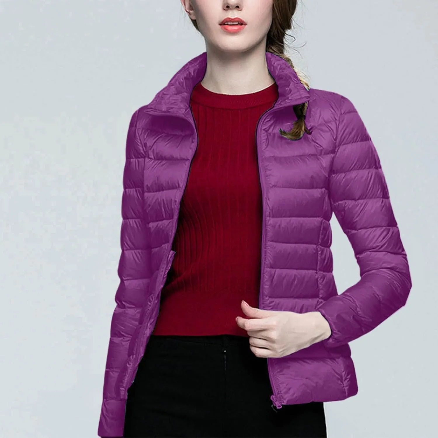 Womens Jackets Winter Down Jacket Women Slim Short Jacket Women's Cropped Quilted Jacket LightWeight Coat Outwear