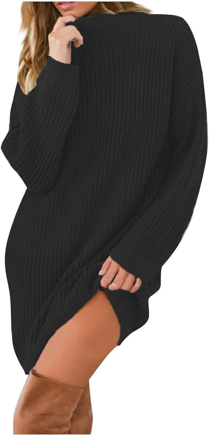 Women's Knitted Long-sleeved Loose Sweater Knitted Dress