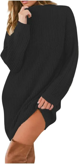 Women's Knitted Long-sleeved Loose Sweater Knitted Dress