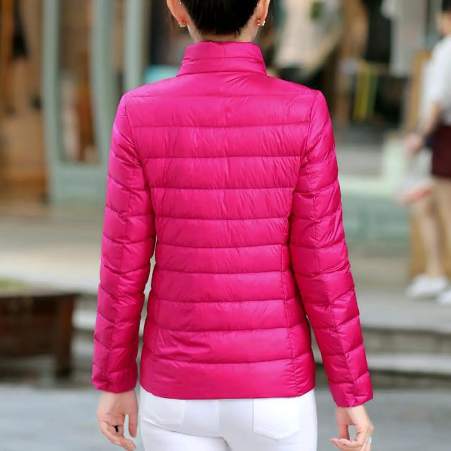 Women's Lightweight Packable Down Jacket Quilted Puffer Coat Plus Size Winter Warm Puffy Jackets with Stand Collar