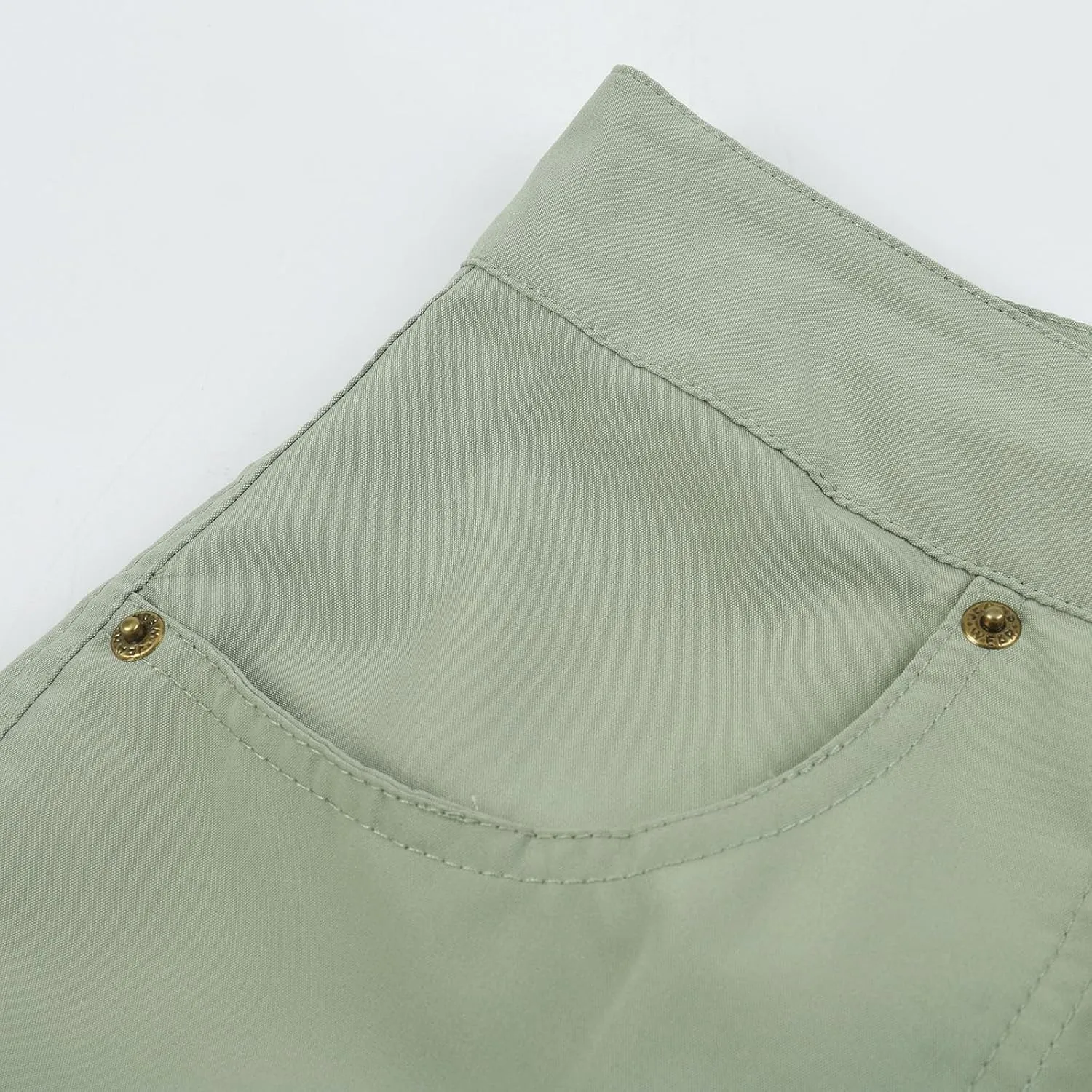 Women's Loose Solid Color Mini Pant,Summer Beach Shorts with Buttons,Cargo Hot Pants for Casual Wear