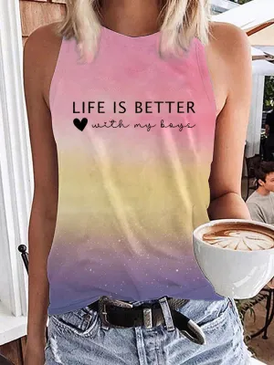 Women's Mother's Day Life is Better With My Boys Printed Vests