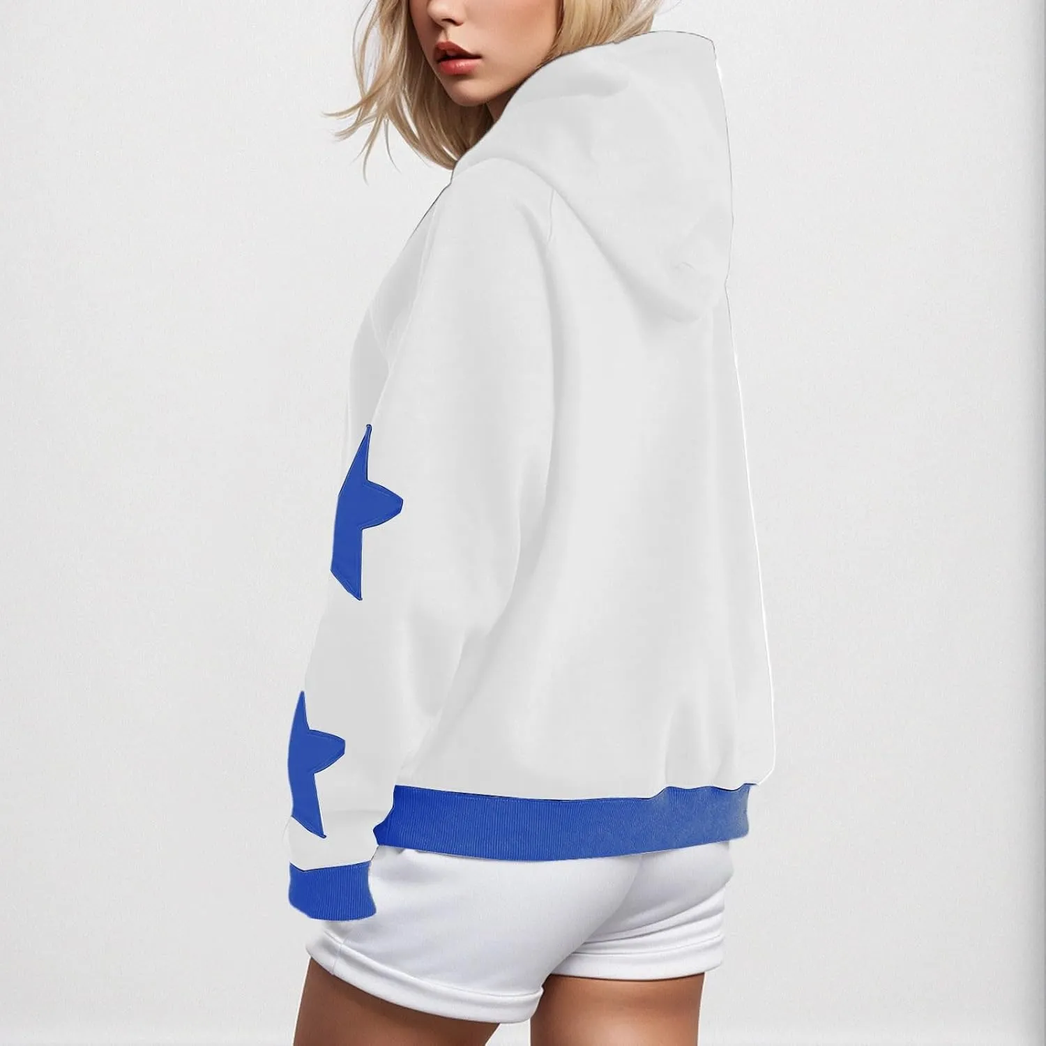Womens Oversized Hoodies Fleece Sweatshirts Long Sleeve with Star Pullover with Pocket Fall Winter Outfits Y2k Clothes
