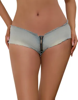 Women's Sexy Denim Shorts Frayed Low Rise Cheeky Mini Shorts Jeans Pants Clubwear