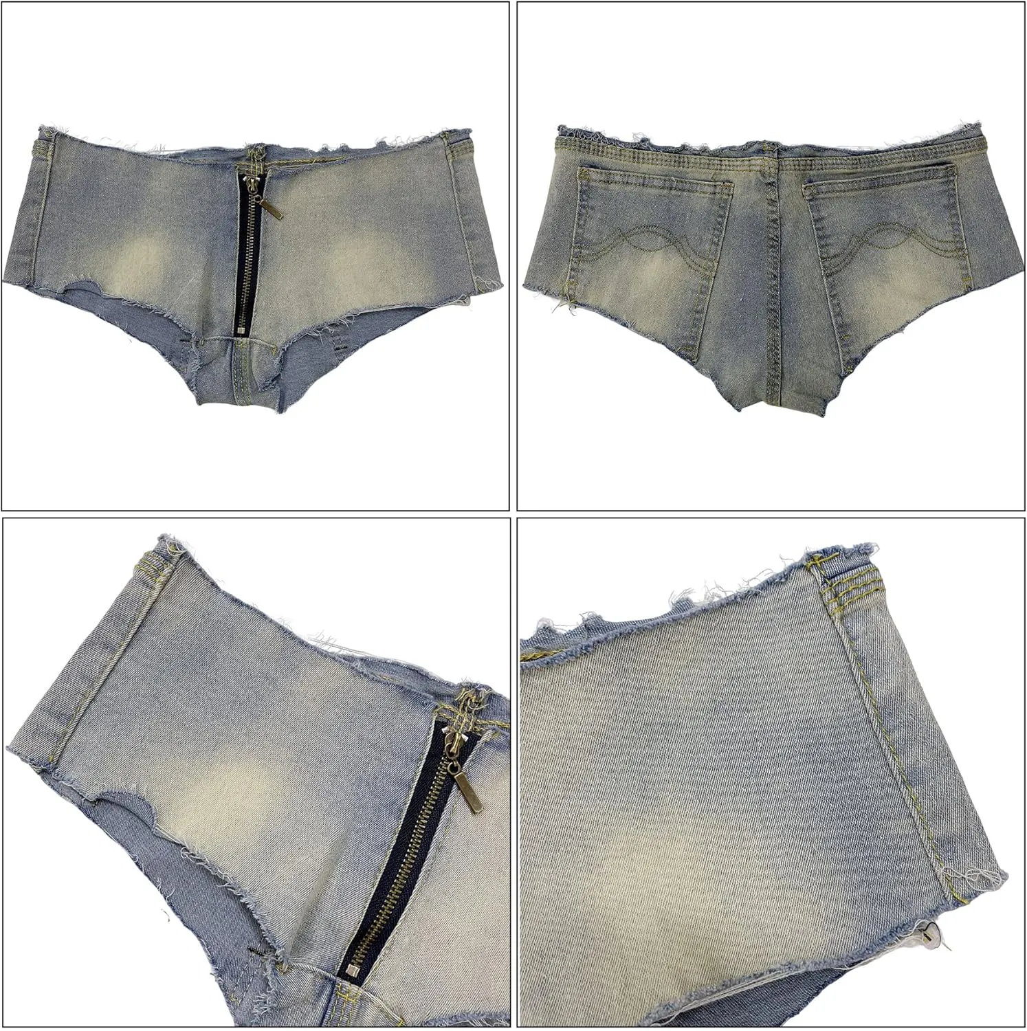 Women's Sexy Denim Shorts Frayed Low Rise Cheeky Mini Shorts Jeans Pants Clubwear