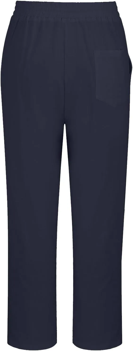 Womens Summer Cotton Linen Pants 2025 Trendy Side Slit Ankle Wide Leg Beach Trousers Elastic Waist Drawstring Slacks
