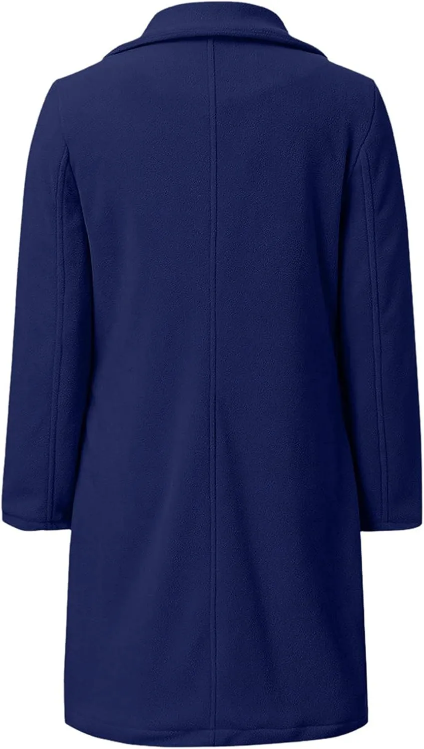 Womens Trench Coat Elegant Notched Collar Single Breasted Peacoat Trendy Casual Long Sleeve Woolen Blend Overcoats