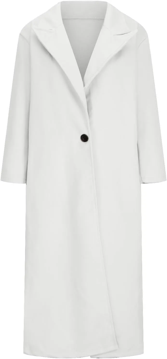 Womens Trench Coat Notched Lapel Double Breasted Wool Coat Winter Fashion Warm Pea Coats Elegant Casual Overcoat