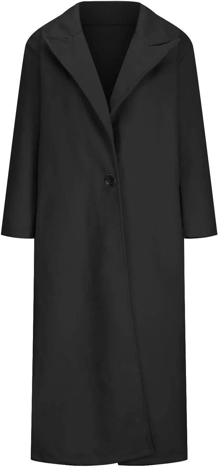 Womens Trench Coat Notched Lapel Double Breasted Wool Coat Winter Fashion Warm Pea Coats Elegant Casual Overcoat