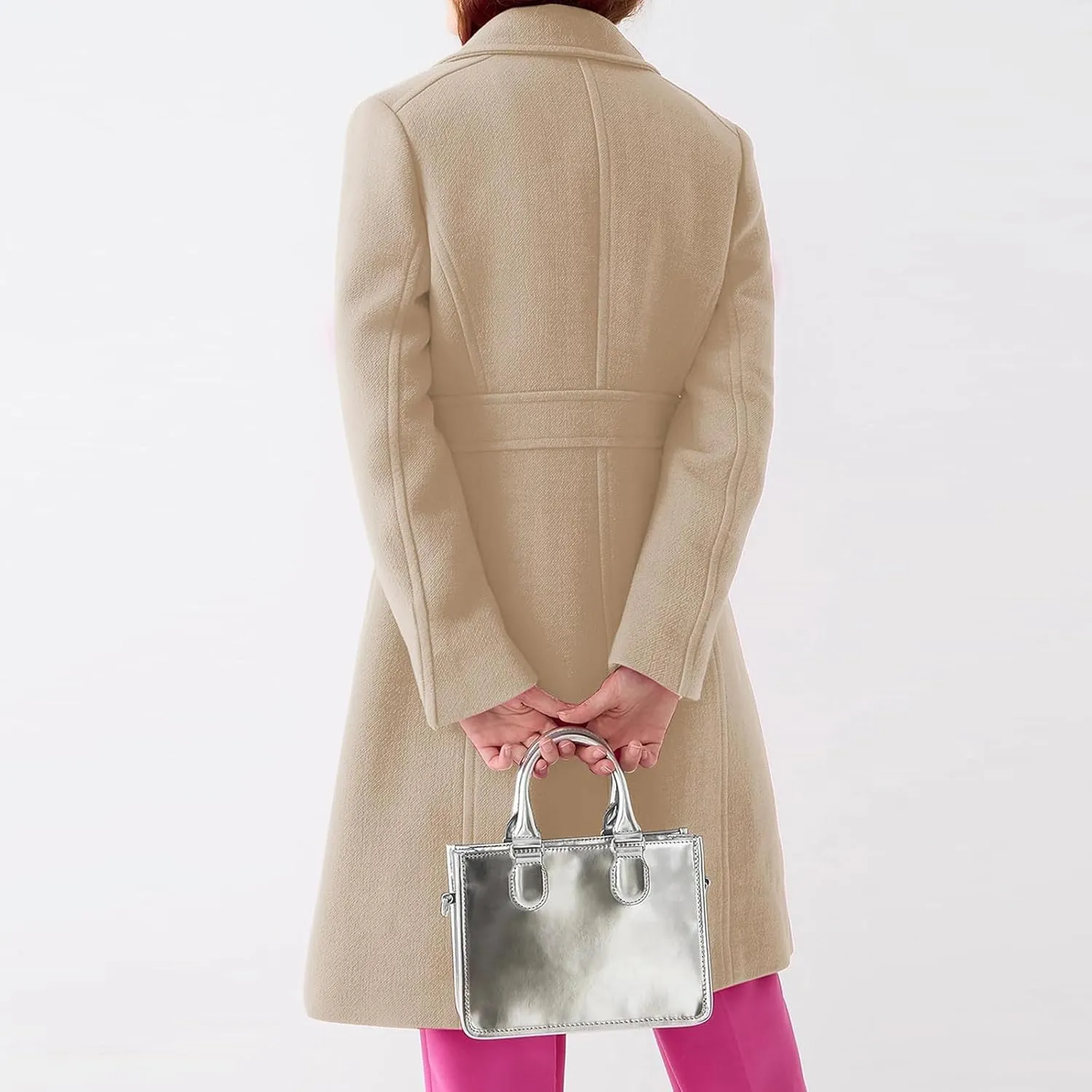 Women's Trench Coats Trendy 2024 Winter Warm Long Coat Slim Classic Solid Color Trench Coats