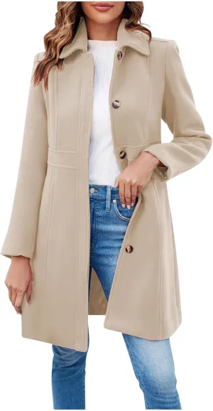 Women's Trench Coats Trendy 2024 Winter Warm Long Coat Slim Classic Solid Color Trench Coats
