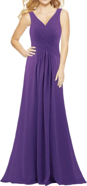 Women's V Neck Sleeveless 2023 Fall Elegant Long Bridesmaid Dress Formal Wedding Guest Evening Party Dress