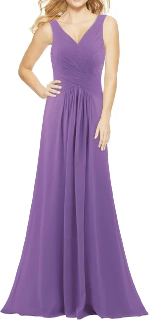 Women's V Neck Sleeveless 2023 Fall Elegant Long Bridesmaid Dress Formal Wedding Guest Evening Party Dress