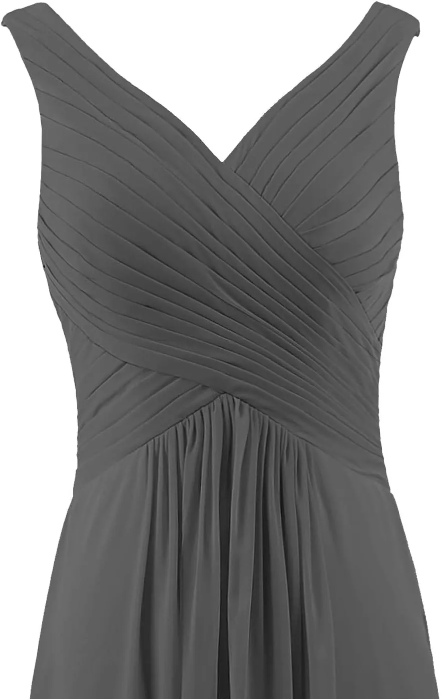 Women's V Neck Sleeveless 2023 Fall Elegant Long Bridesmaid Dress Formal Wedding Guest Evening Party Dress