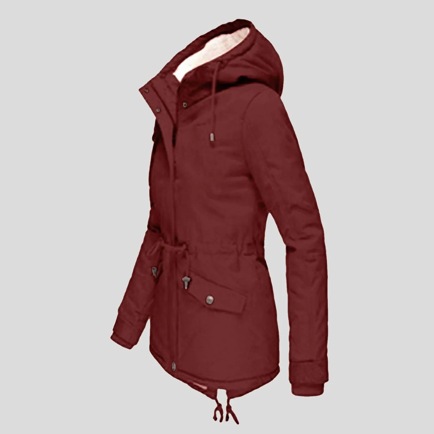 Womens Winter Casual Quilted Coat Loose Fit Long Sleeve Button Zip Overcoat Fashion Warm Fleece Jacket Padded Outwear