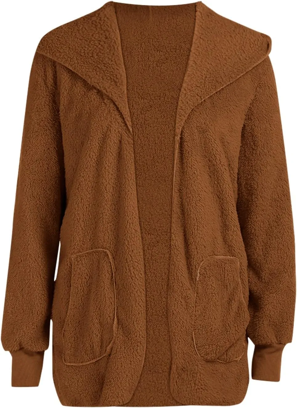 Womens Winter Coats Baggy Comfy Shaggy Sherpa Jacket Oversized Fleece Outwear Casual Open Front Cardigan fith Pockets
