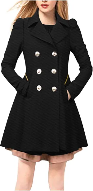 Womens Winter Coats Basic Collar Open Front Belted Wool Coat Casual Fashion Trench Coat Elegant Peacoat with Hood