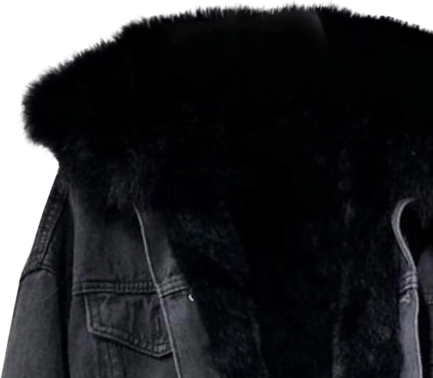 Women's Winter Denim Jackets Faux Fur Lined Warm Coats Sherpa Fur Fleece Lined Thicken Denim Jean Trucker Jacket Coat