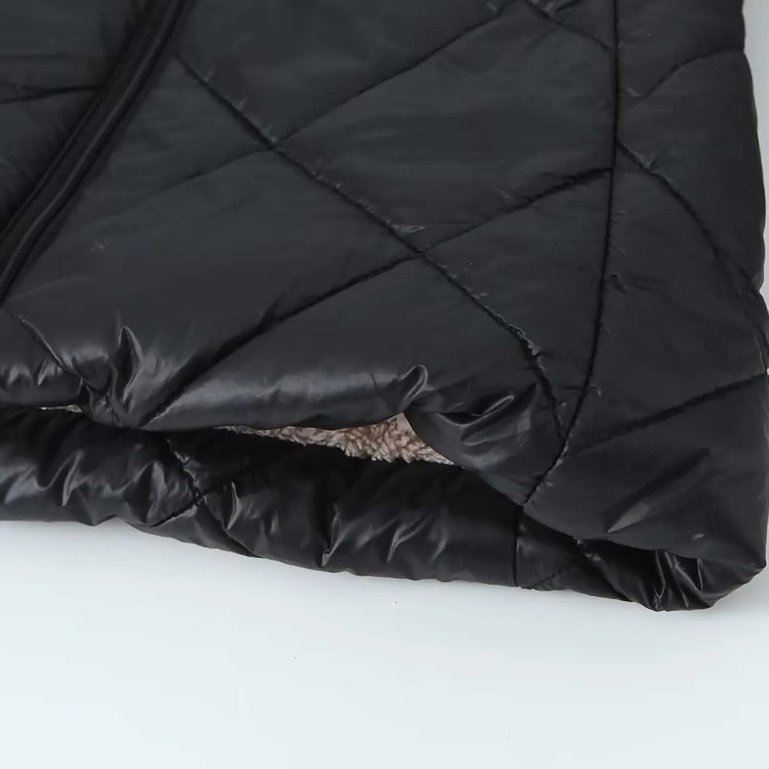Women's Winter Hooded Plush Coat Warm Lamb Shacket Fleece Lined Jackets Padded Cotton Zip Up Heavyweight Coats