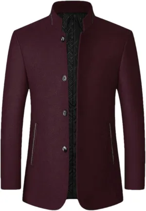 Wool Blend Men Winter Overcoat Thicken Warm Jackets Trench Outerwear Stand Collar Coat