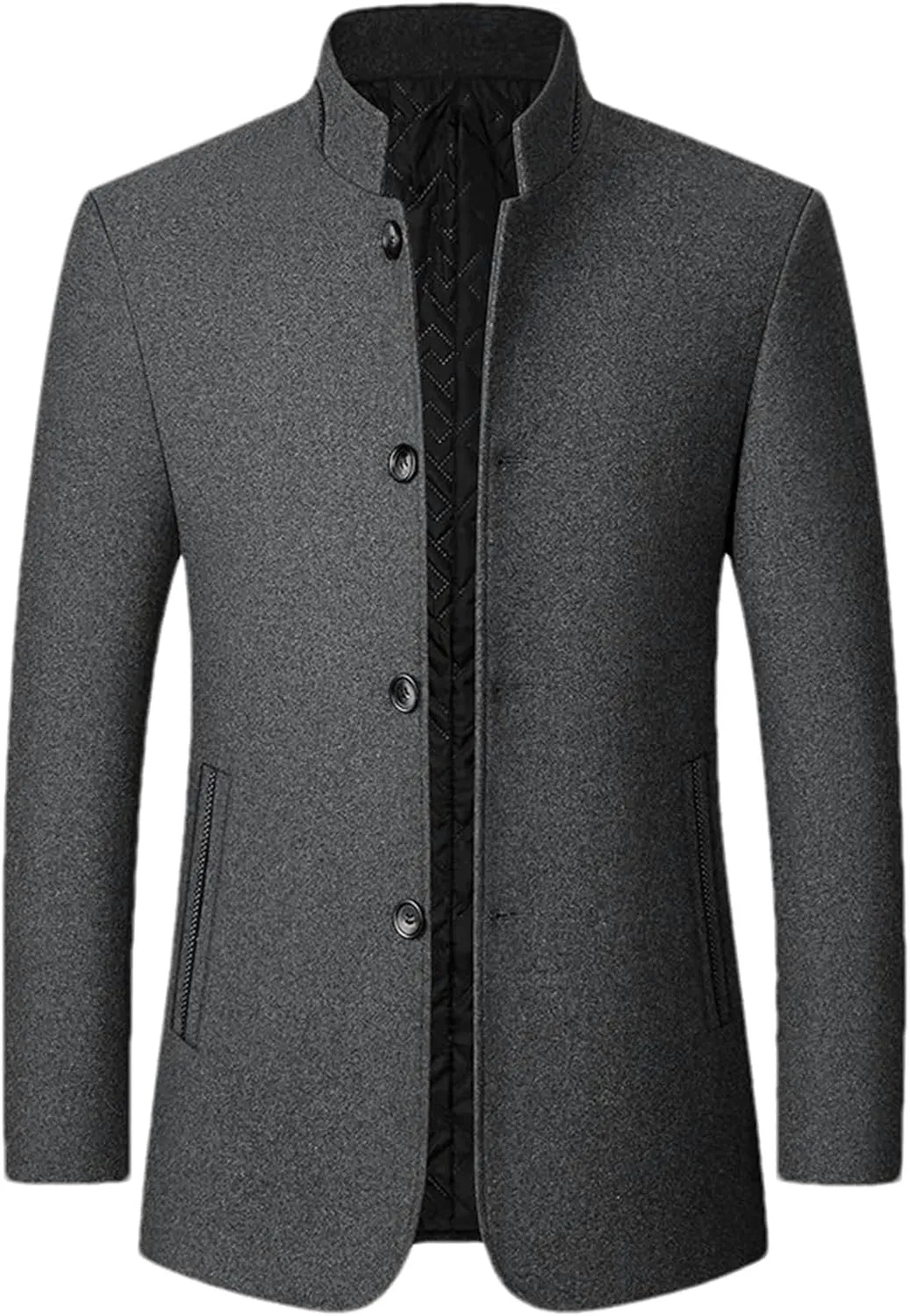 Wool Blend Men Winter Overcoat Thicken Warm Jackets Trench Outerwear Stand Collar Coat